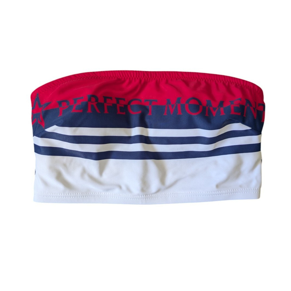 Perfect Moment Striped Bandeau Bikini Set Nwot Size XS Red Navy White Strapless